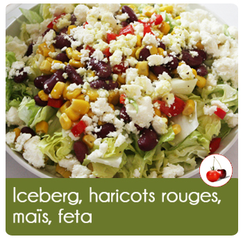 Salade iceberg, haricots  rouges, maïs, feta