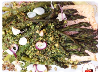 saumon asperges granola pistaches