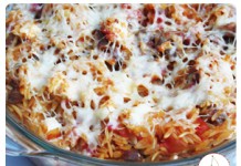 Youvetsi, gratin de pâtes grecques, agneau et feta