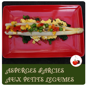Asperges farcies aux petits légumes