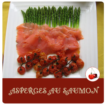 Asperges vertes au saumon et tomates confites
