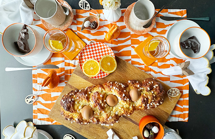 Brioche de Pâques aux oeufs et sucre perlé