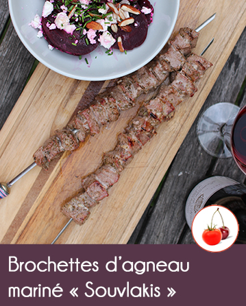 Brochettes d’agneau mariné « Souvlakis »