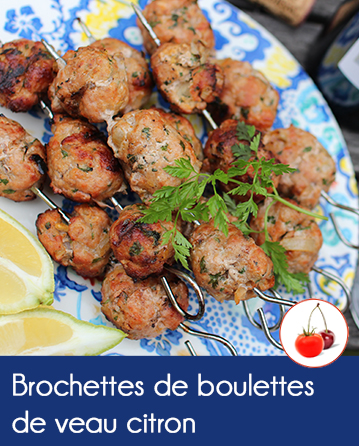 Brochettes de boulettes de veau citron