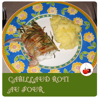 Cabillaud rôti au four, au bacon et au romarin