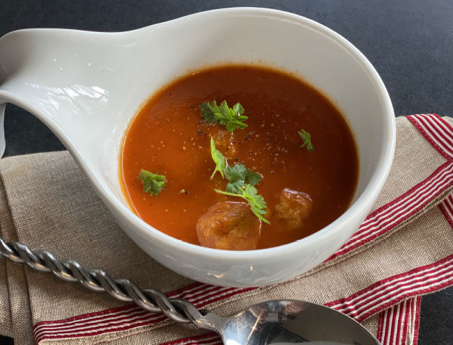 soupe tomates boulettes