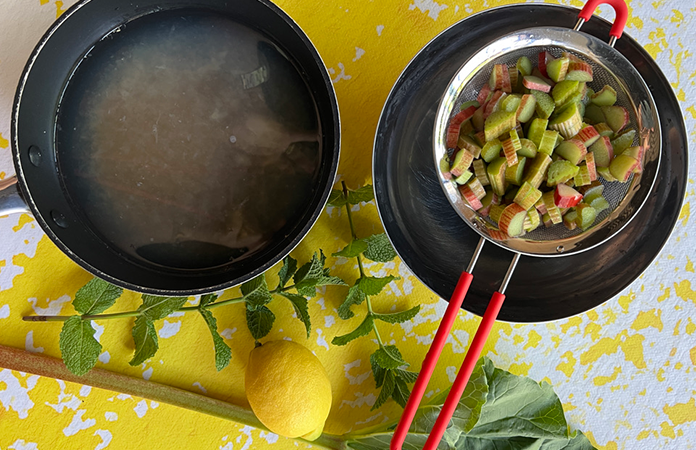 Limonade à la rhubarbe et à la mélisse