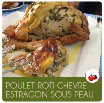 Poulet rôti chèvre estragon sous peau