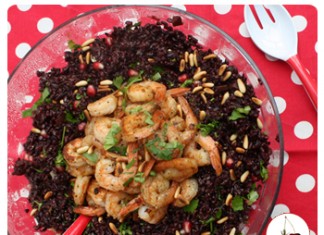 Salade de riz noir et scampis | Une recette un peu festive