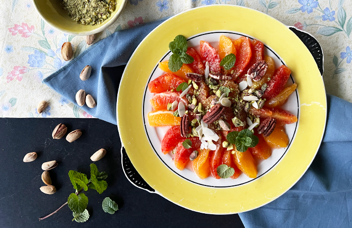 Salade d’oranges au miel et fruits secs