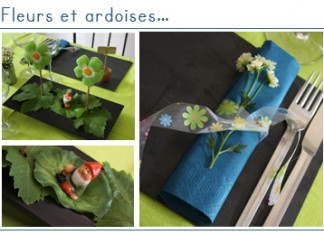 Décoration de table fleurs et ardoises
