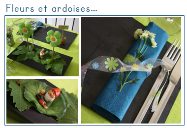 Décoration de table fleurs et ardoises