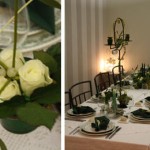 Décoration de table en vert et blanc & Pliage de serviette