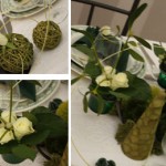 Décoration de table en vert et blanc & Pliage de serviette