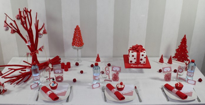noel-rouge-1 Mon noël rouge à pois ! Décoration de table