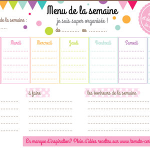 Imprimable | Menu de la semaine