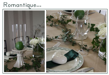 Décoration de table | Romantique, porcelaine, lierre et vert