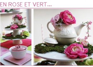 Décoration de table | Comme un tea time en Rose et Vert