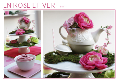 Décoration de table | Comme un tea time en Rose et Vert