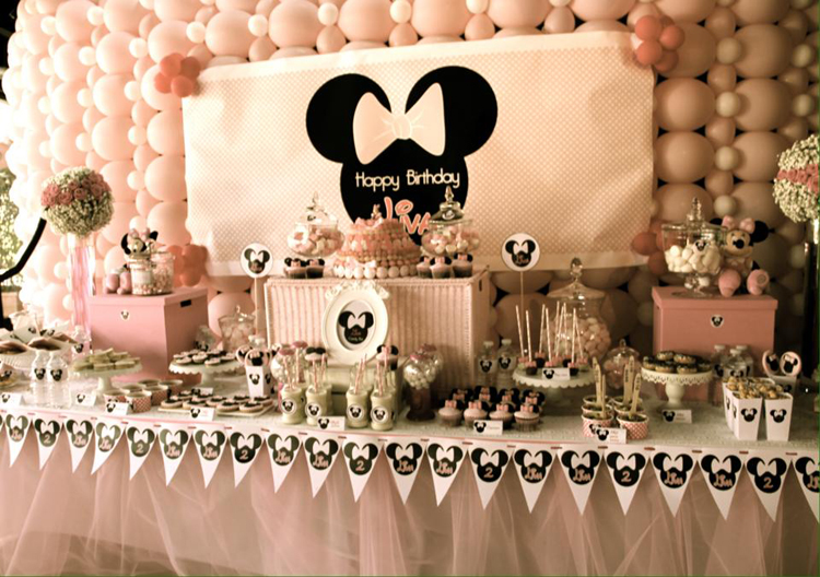 Minnie Mousse Party Decoration De Buffet D Anniversaire Tout En Rose