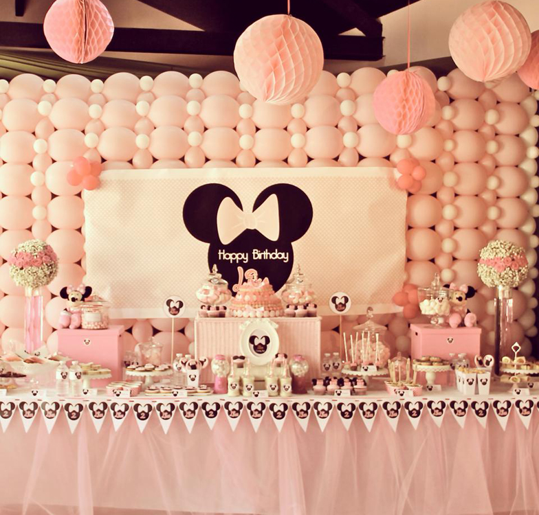 Minnie Mousse Party - Décoration de buffet d'anniversaire tout en rose