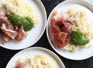Risotto jambon de Parme et pesto