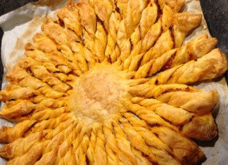 Tarte soleil au pesto, étoile à la tapenade