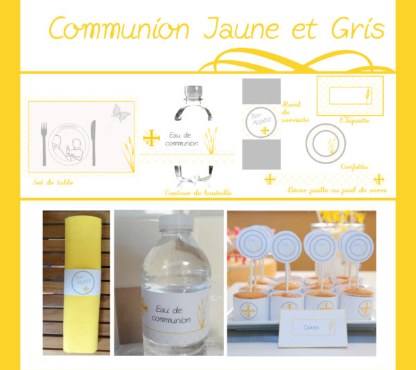 Communion jaune et gris | Imprimable