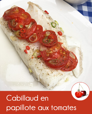 Cabillaud en papillote aux tomates belges