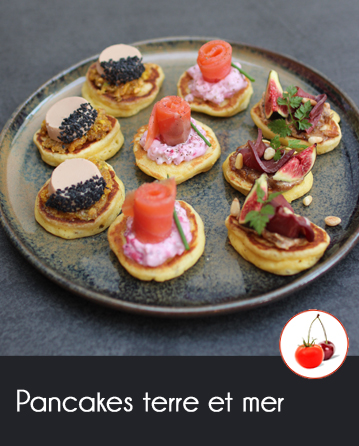 Pancakes terre et mer Saumon, foie gras ou magret de canard