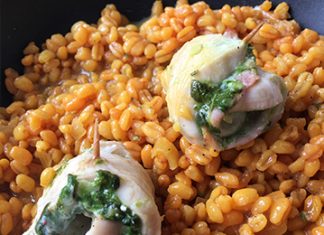 Roulades de volaille au jambon, fromage et pesto d’épinard