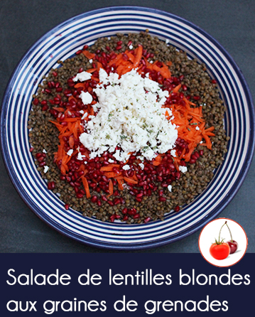 Salade de lentilles blondes aux graines de grenades