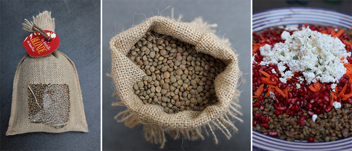 Salade de lentilles blondes aux graines de grenades 