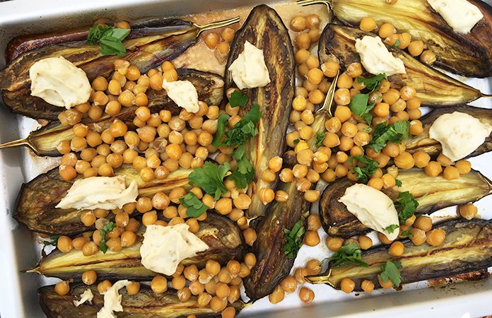 Aubergine-sauce-tahina-aux-pois-chiches-5 Aubergine sauce tahina aux pois chiches