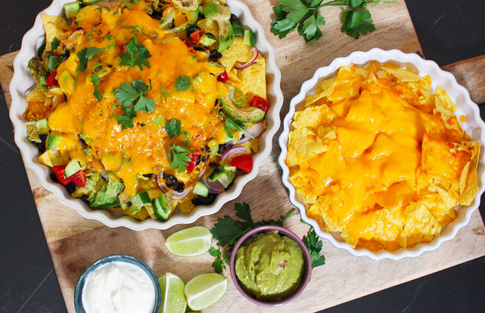 Nachos aux légumes et cheddar 