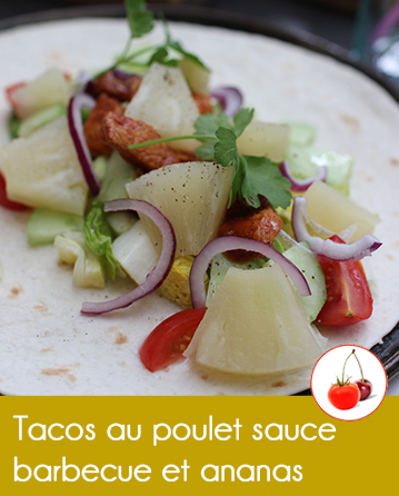 Tacos au poulet sauce barbecue et ananas | Une recette avec des fruits en conserve