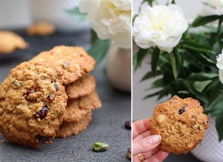 Cookies aux cranberries, pistaches et chocolat blanc