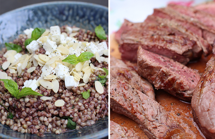 Salade de sarrasin grillé à la tapenade et bœuf irlandais grillé