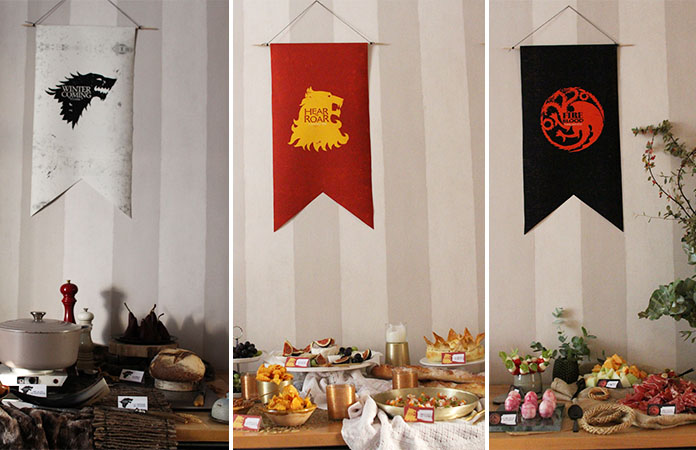 Games of Thrones | Une décoration de table atour de 3 maisons Stark, Lannister et Targaryen