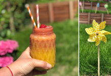 Smoothies pêches framboises