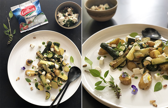 Salade de pomme de terre, pesto et mozzarellaSalade de pomme de terre, pesto et mozzarella