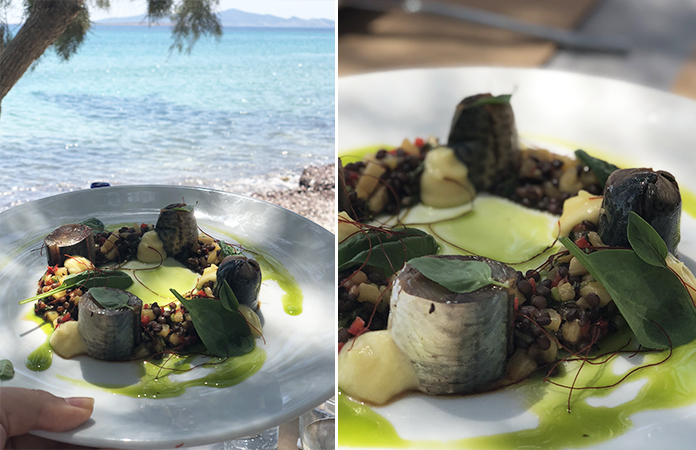 Salade de lentilles aux scampis