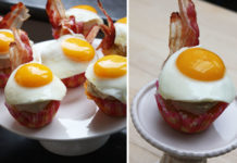 Dimanche matin, brunch avec un couple d’amis… Pour l’occasion, l’envie de réaliser des Cupcakes Bacon Cheddar, surmontés d’un glaçage d’houmous d’haricots blancs, décorés de lard au sirop d’érable et d’un œuf sur le plat.