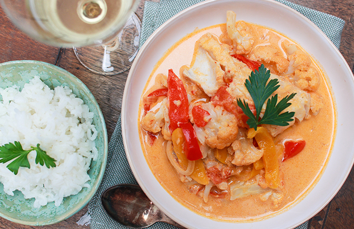 Curry de légumes au cabillaud 