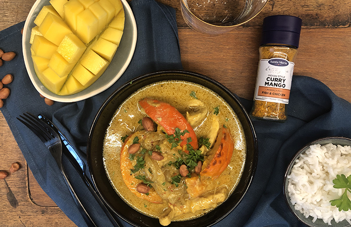 Curry de poulet aux oignons et potimarron