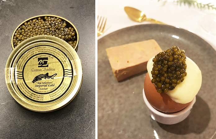 Œufs toqués à la mousse de pomme de terre et caviar