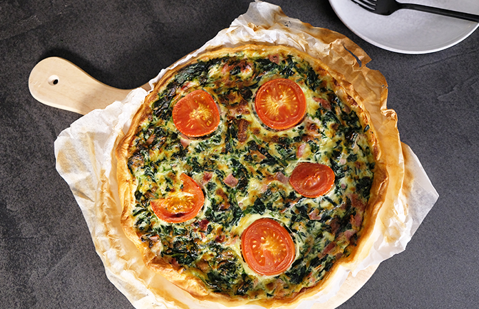 Quiche épinard aux deux jambons | Une recette rapide et facile