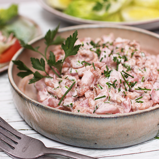 Peches au thon et tomate crevettes