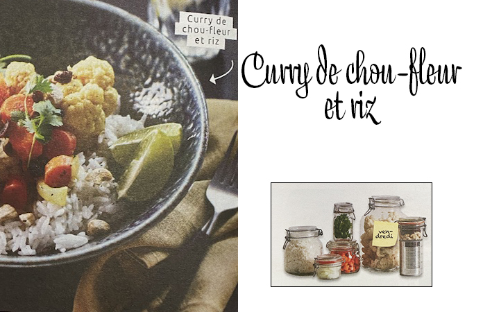 Curry de chou-fleur et riz