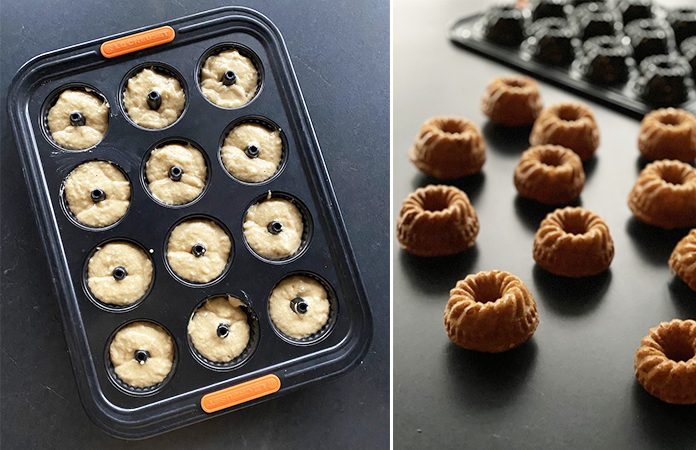 Moelleux à la compote de pommes | Un cake sans beurre - Moule mini savarin